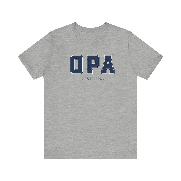 Opa Established 2024 Tee Shirt - Personalized Grandfather Gift - Celebratory Grandpa T-Shirt - Custom Opa New Grandfather Present