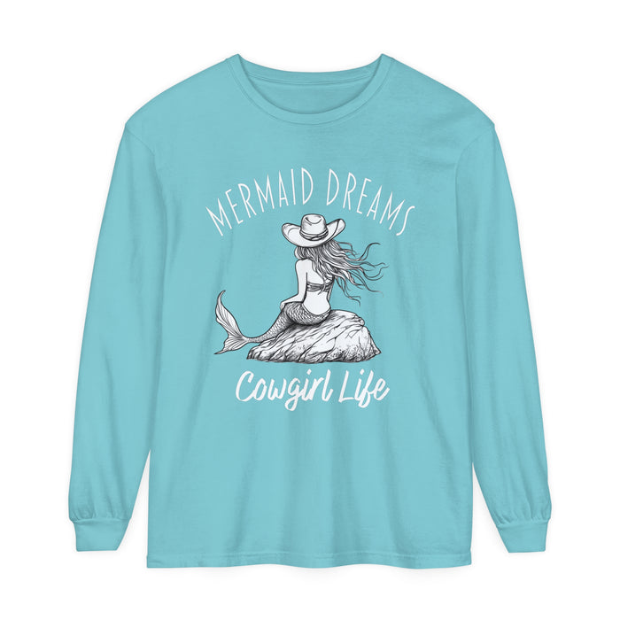 Mermaid Dreams Cowgirl Heart Long Sleeve T-Shirt, Beachy Sweatshirt, Coastal Cowgirl Clothing, Ocean Cowgirl, Western Stuff