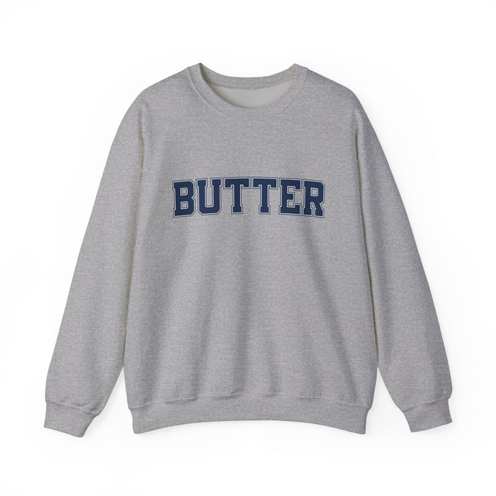 Butter Sweatshirt, College Font, Unisex Crewneck Jumper, Cozy Pullover, Winter Apparel, Comfortable Top, Butter Sweater, College Shirt