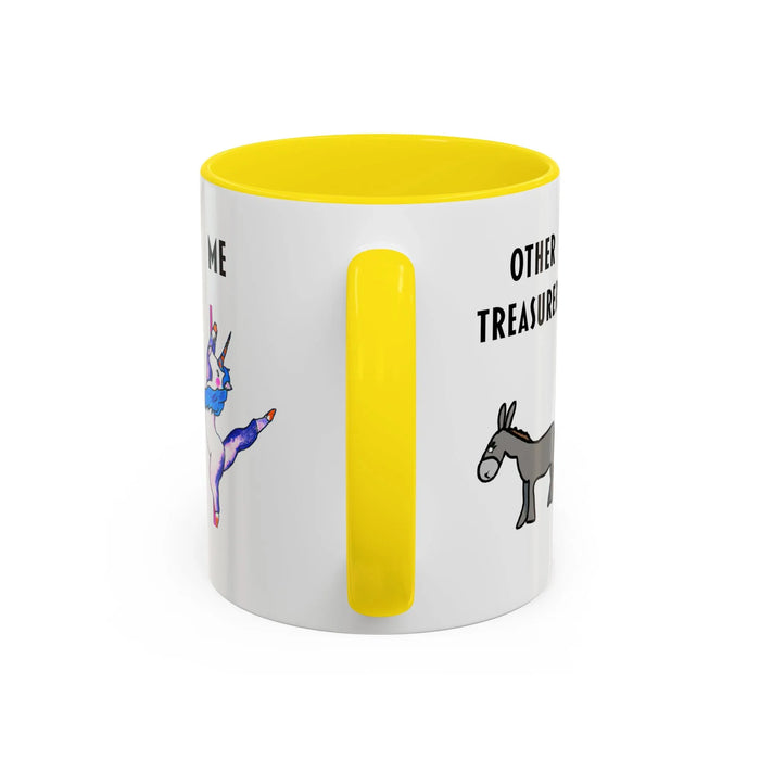 Funny Treasurer Coffee Mug — "Other Treasurers" Donkey / "Me" Pole-Dancing Unicorn (11oz)