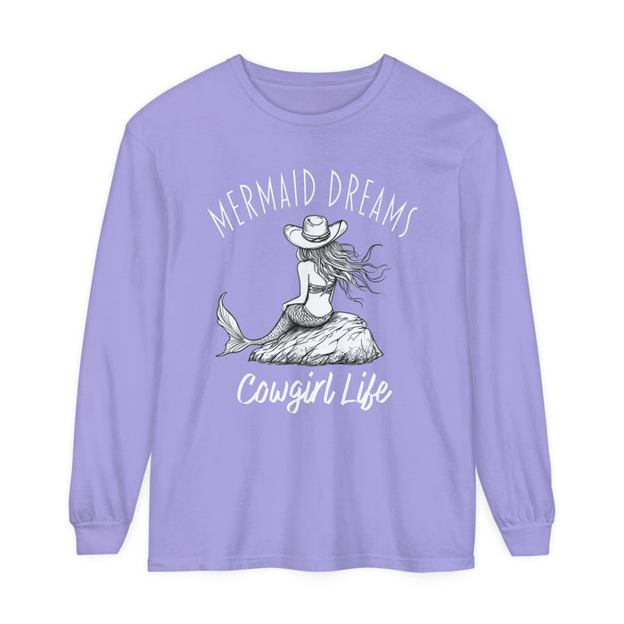 Mermaid Dreams Cowgirl Heart Long Sleeve T-Shirt, Beachy Sweatshirt, Coastal Cowgirl Clothing, Ocean Cowgirl, Western Stuff