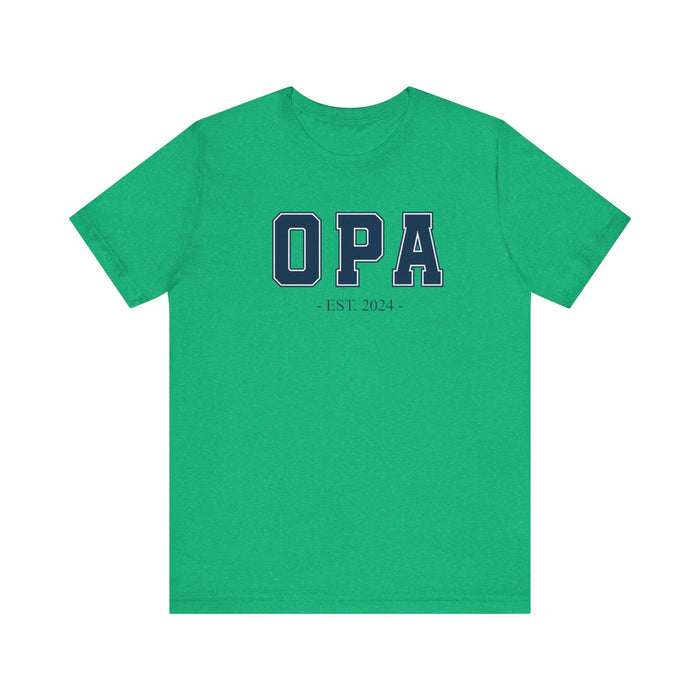 Opa Established 2024 Tee Shirt - Personalized Grandfather Gift - Celebratory Grandpa T-Shirt - Custom Opa New Grandfather Present