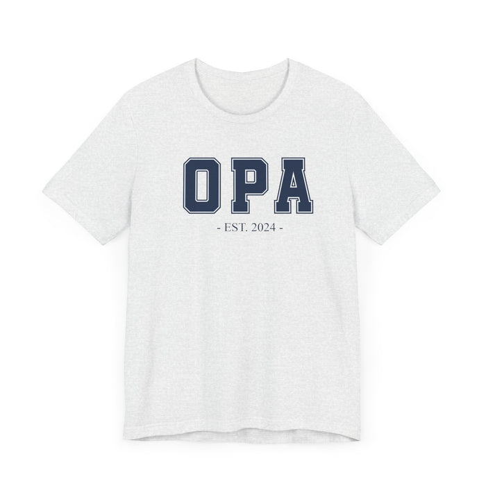 Opa Established 2024 Tee Shirt - Personalized Grandfather Gift - Celebratory Grandpa T-Shirt - Custom Opa New Grandfather Present