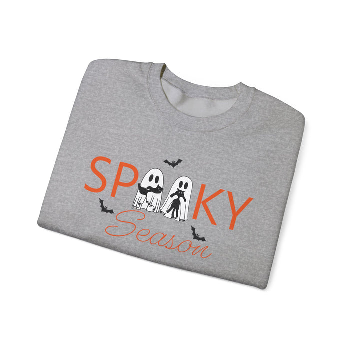 Fun Halloween Spooky Season Sweatshirt - Halloween Themed Spooky Pullover - Cute Halloween Crewneck Sweater - Ghost - Cats - Bats - Womens