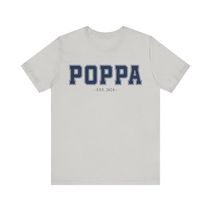 Poppa Established 2024 Tee Shirt - Personalized Grandfather Gift - Celebratory Grandpa T-Shirt - Custom Poppa New Grandfather Present