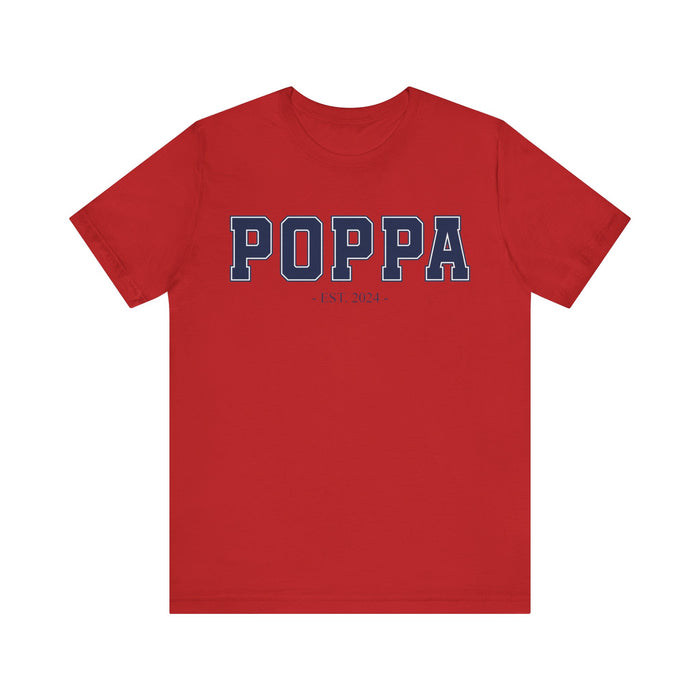 Poppa Established 2024 Tee Shirt - Personalized Grandfather Gift - Celebratory Grandpa T-Shirt - Custom Poppa New Grandfather Present