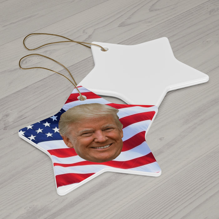 Donald Trump Ornament, American Flag Background, Trump 2024 Win, Republican Conservative Gift, Whitehouse Decor, Trump Supporters, Official