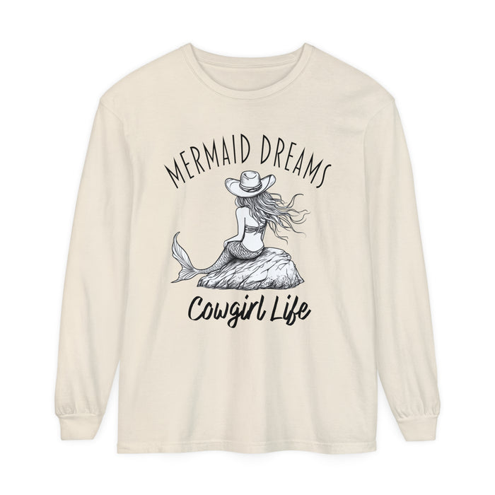 Mermaid Dreams Cowgirl Heart Long Sleeve T-Shirt, Beachy Sweatshirt, Coastal Cowgirl Clothing, Ocean Cowgirl, Western Stuff
