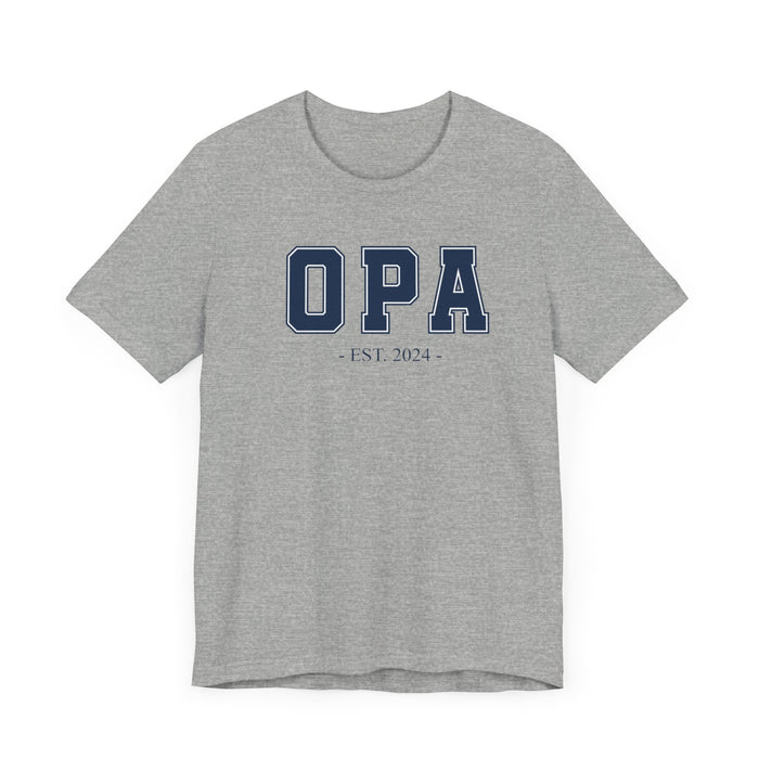 Opa Established 2024 Tee Shirt - Personalized Grandfather Gift - Celebratory Grandpa T-Shirt - Custom Opa New Grandfather Present