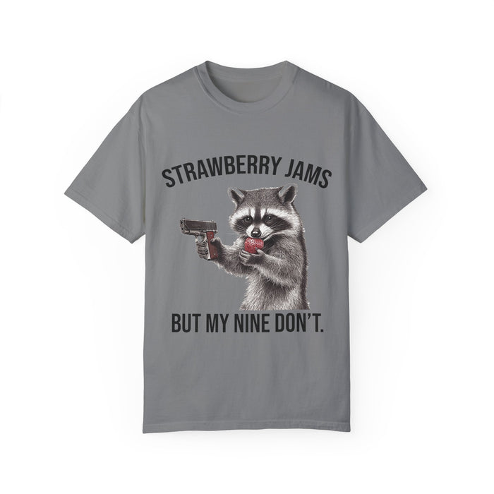 Raccoon Shirt, Strawberry Jams But My Nine Don't, Funny Raccoon Shirt, Funny Meme T-Shirt, Comfort Colors®