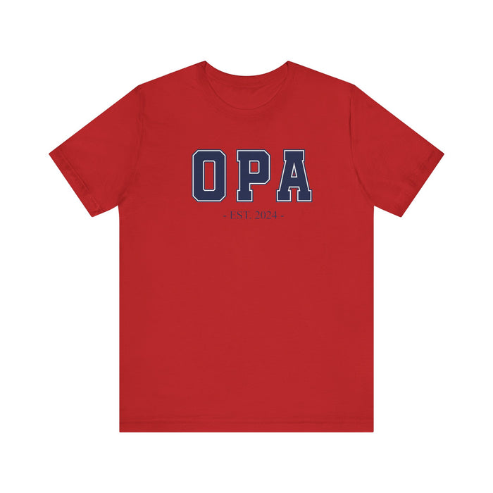 Opa Established 2024 Tee Shirt - Personalized Grandfather Gift - Celebratory Grandpa T-Shirt - Custom Opa New Grandfather Present