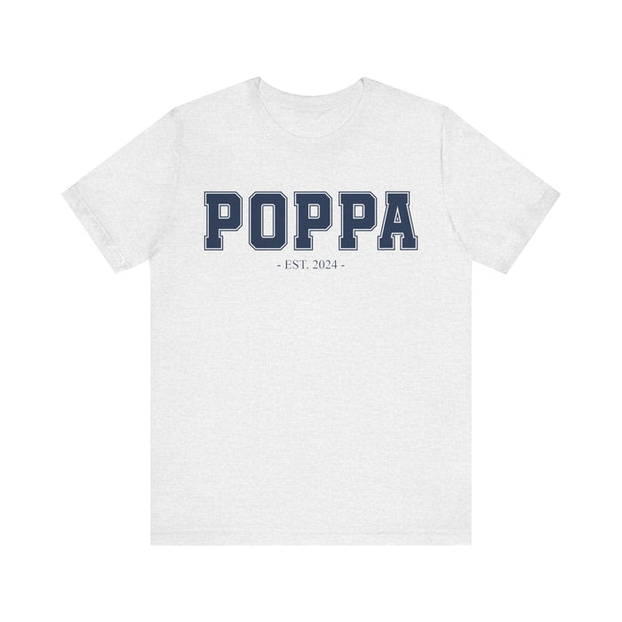 Poppa Established 2024 Tee Shirt - Personalized Grandfather Gift - Celebratory Grandpa T-Shirt - Custom Poppa New Grandfather Present