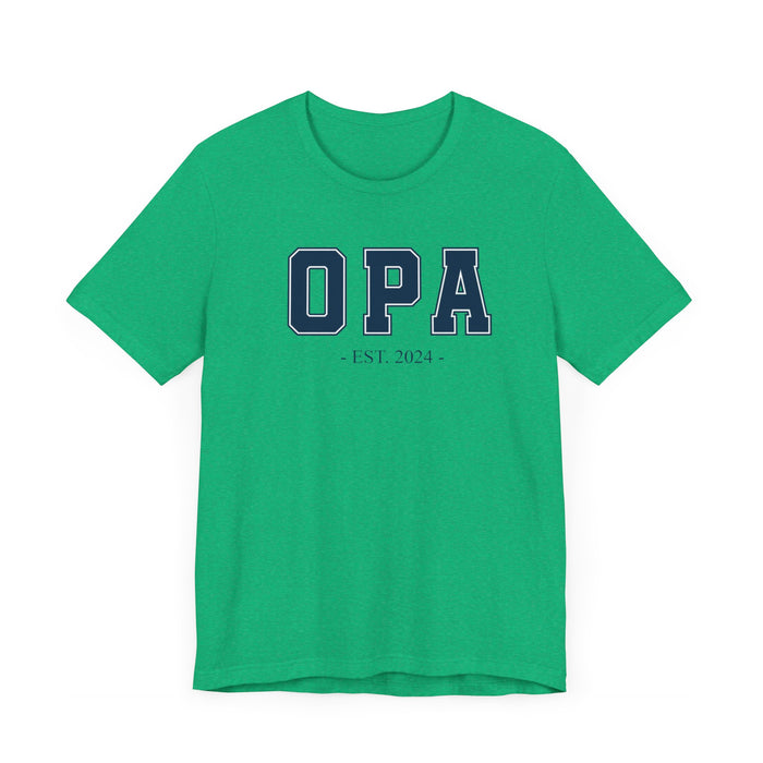 Opa Established 2024 Tee Shirt - Personalized Grandfather Gift - Celebratory Grandpa T-Shirt - Custom Opa New Grandfather Present