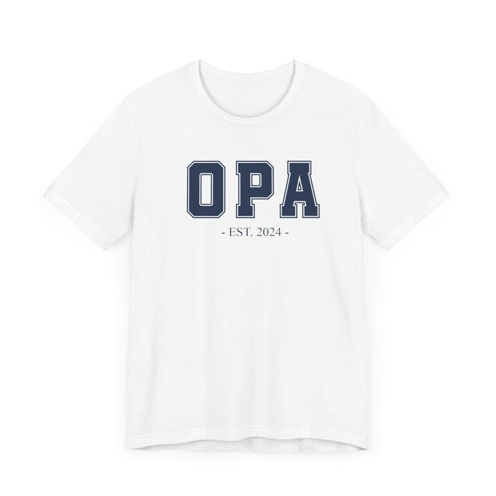 Opa Established 2024 Tee Shirt - Personalized Grandfather Gift - Celebratory Grandpa T-Shirt - Custom Opa New Grandfather Present