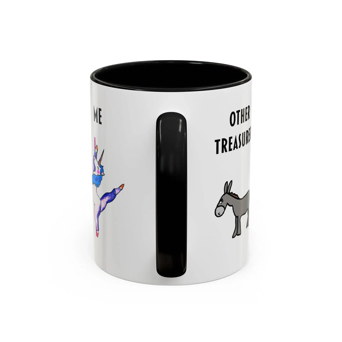 Funny Treasurer Coffee Mug — "Other Treasurers" Donkey / "Me" Pole-Dancing Unicorn (11oz)