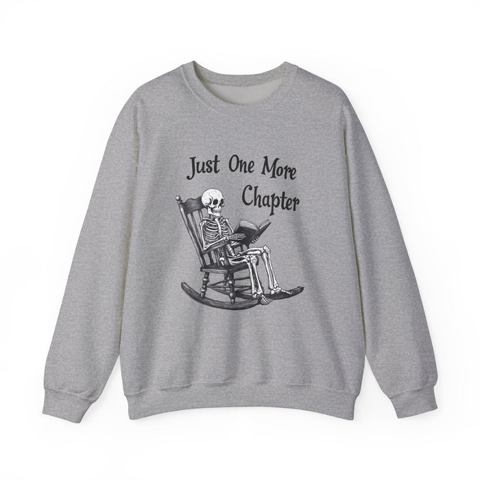 Skeleton Reading Just One More Chapter Sweatshirt, Mystic Mom Shirt, Booktrovert Tee, English Teacher Gift, Fall Librarian Shirt