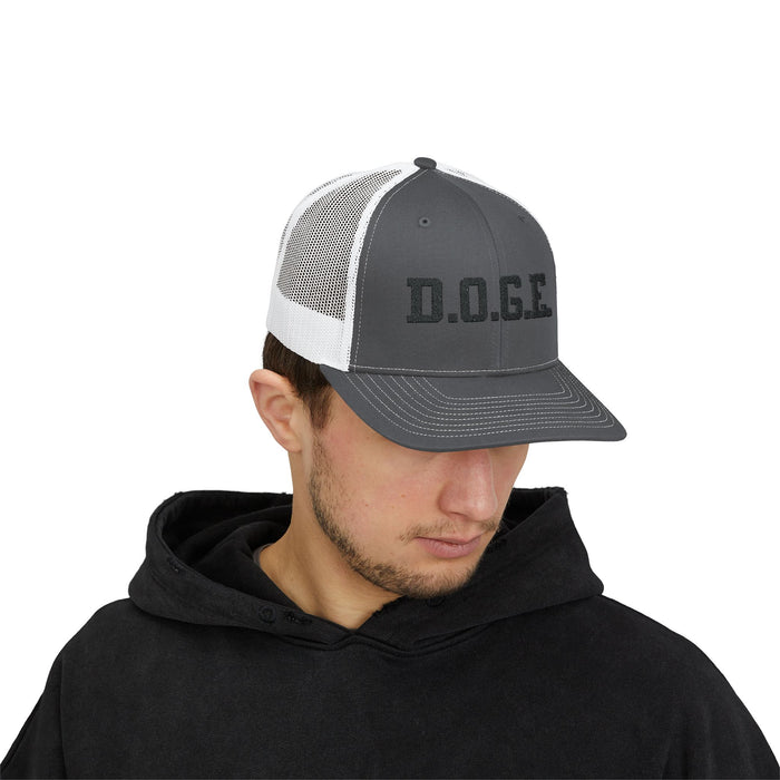 D.O.G.E. Embroidered Trucker Cap for Trump Supporters, Department of Government Efficiency, Gift for Republicans, Trump Gift, Funny, Dark