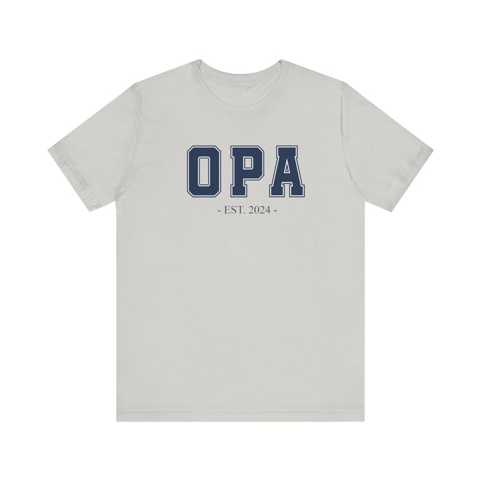 Opa Established 2024 Tee Shirt - Personalized Grandfather Gift - Celebratory Grandpa T-Shirt - Custom Opa New Grandfather Present