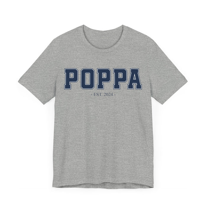 Poppa Established 2024 Tee Shirt - Personalized Grandfather Gift - Celebratory Grandpa T-Shirt - Custom Poppa New Grandfather Present