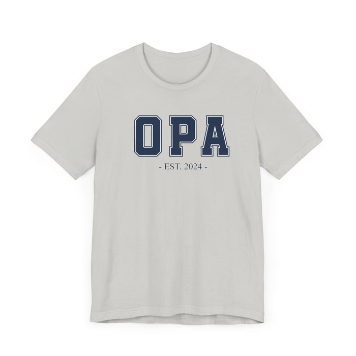 Opa Established 2024 Tee Shirt - Personalized Grandfather Gift - Celebratory Grandpa T-Shirt - Custom Opa New Grandfather Present