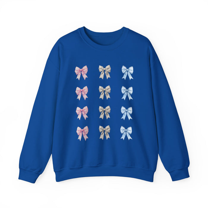 Coquette Bows Sweatshirt for Women & Girls, Cute Ribbon Crewneck Jumper, Pink White Blue Bow Design Top, Adorable Girly Sweatshirt, Casual