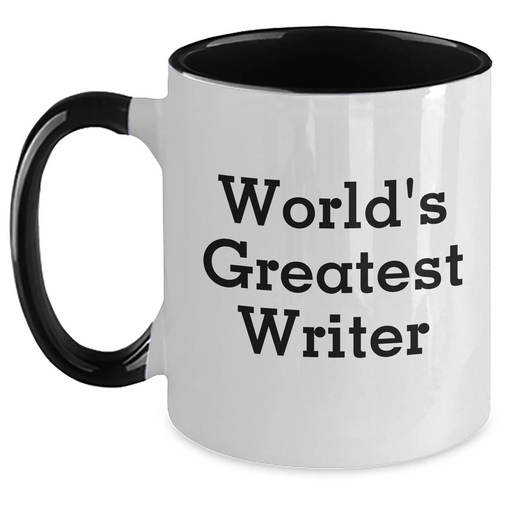 Funny Writer Gifts from Dad - 'World's Greatest Writer' Two Tone Coffee Mug for Him, Unique Father's Day Unique Gift for Men - Main