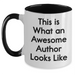 Funny Author Gifts from Friends, 'This Is What An Awesome Author Looks Like' Two Tone Coffee Mug for Him, Dad, or Family Member on Father's Day, 11oz Ceramic Mug with Microwave and Dishwasher Safe - Main