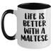 Funny Maltese Dog Gifts for Dad - Life Is Better With A Maltese, Two Tone Coffee Mug, Father's Day Unique Gifts from Family - Main