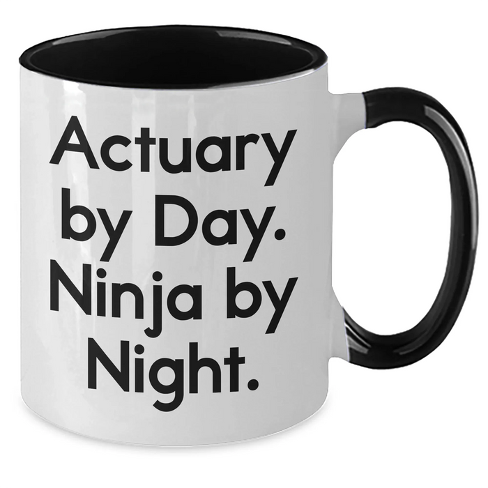 Funny Actuary Gifts from Men, Actuary By Day. Ninja By Night. Two Tone Coffee Mugs for Actuary, Father's Day Unique Gifts - Additional