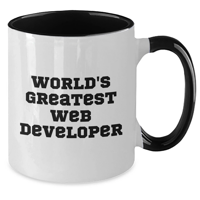 Funny Web Developer Gifts, World's Greatest Web Developer Two Tone Coffee Mug, Perfect for Father's Day - Additional
