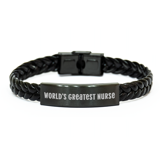 World's Greatest Nurse Funny Interlaced Leather Bracelet Gifts from Men to Nurse on Mother's Day - Image 1