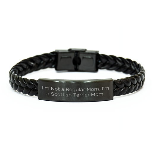 Scottish Terrier Dog Gifts, Funny Quote Interlaced Leather Bracelet, Gifts from Mom to Scottish Terrier Dog Mom, Graduation Unique Gifts for Her - Image 1
