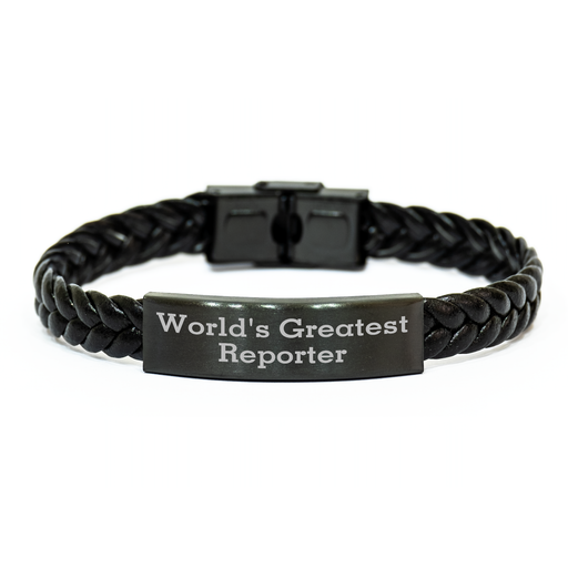 World's Greatest Reporter Quote Interlaced Leather Bracelet Gifts for Reporter Friends Family - Gifts from Men to Women on Mother's Day - Image 1