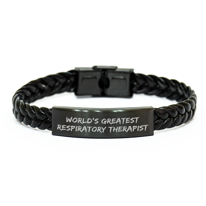 World's Greatest Respiratory Therapist Quote Interlaced Leather Bracelet Graduation Gifts from Family to Respiratory Therapist, Inspirational Inspirational Gifts for Respiratory Therapist - Image 1