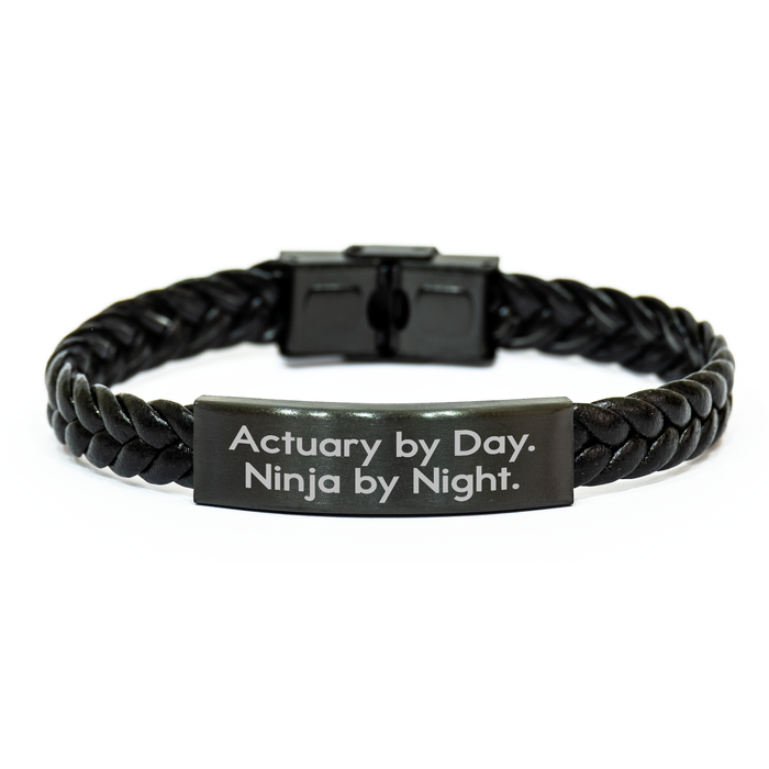 Actuary By Day, Ninja By Night Interlaced Leather Bracelet, Unique Gifts for Actuary Dad on Father's Day - Gifts from Men - Image 1