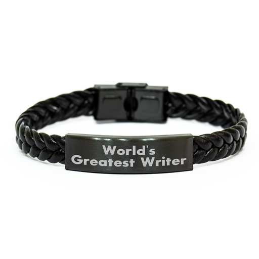 World's Greatest Writer Funny Quote Interlaced Leather Bracelets Gifts for Writers from Family, Unique Father's Day Unique Gifts for Men - Image 1