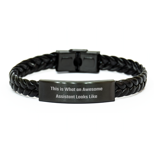 Awesome Assistant Gifts, Interlaced Leather Bracelet for Men, 'This Is What An Awesome Assistant Looks Like' Quote, Father's Day Unique Gifts from Friends to Assistant - Image 1
