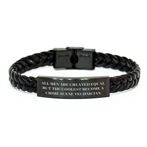 Funny Crime Scene Technician Gifts, Interlaced Leather Bracelet for Men, Father's Day Unique Gifts from Men to Crime Scene Technician - Image 1