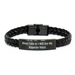 Funny Reporter Gifts for Him - 'Keep Calm Or I Will Use My Reporter Voice' Interlaced Leather Bracelet, Stainless Steel and PU Leather, 7.87 inches, Gifts from Men to Reporter on Father's Day - Image 1