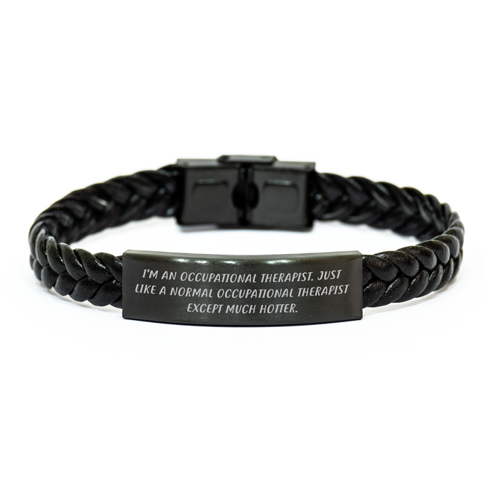 Occupational Therapist Gifts, Funny Quote, Interlaced Leather Bracelet, Gifts from Coworkers, Occupational Therapist Mother's Day Unique Gifts - Image 1