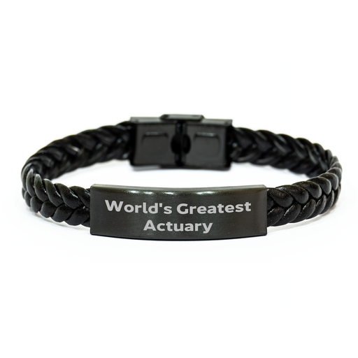Actuary Gifts from Friends, World's Greatest Quote Interlaced Leather Bracelet for Mother's Day, Unique Stainless Steel PU Leather, 7.87 inches, Gifts for Actuary, Men, Women, Coworkers, Family - Image 1
