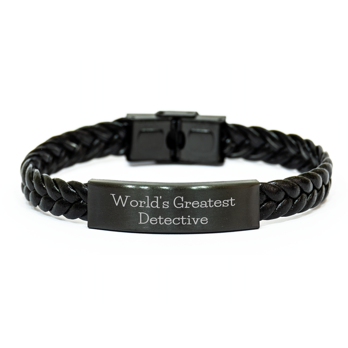 World's Greatest Detective Interlaced Leather Bracelet Gifts from Men to Father's Day Unique Gifts - Image 1