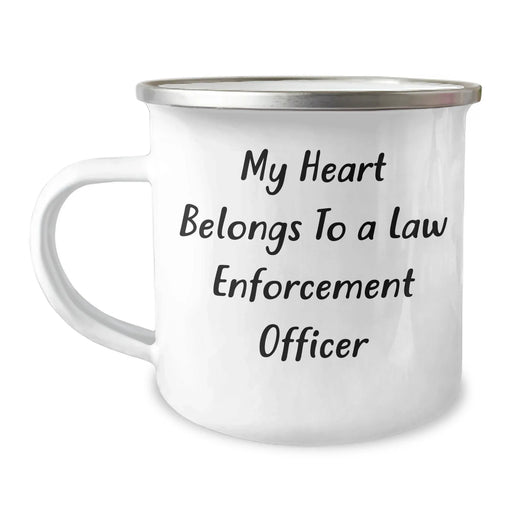 Funny Law Enforcement Officer Gifts from Friends - My Heart Belongs To A Law Enforcement Officer Mugs for Dad's Unique Father's Day Unique Gifts - Image 1
