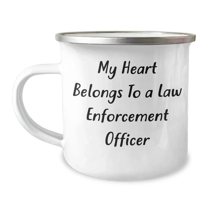 Funny Law Enforcement Officer Gifts from Friends - My Heart Belongs To A Law Enforcement Officer Mugs for Dad's Unique Father's Day Unique Gifts - Image 1