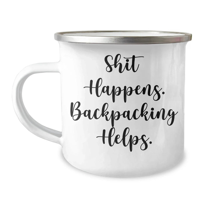 Backpacking Quotes Funny Gifts for Men from Friends on Father's Day Camping Mug - Image 1