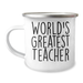 'World's Greatest Teacher' Funny Camping Mug, Gifts from Friends, Unique Teacher Gifts for Mother's Day, Teacher Appreciation, Gifts for Her, 12 oz Stainless Steel with Enamel Finish, Teacher Gifts - Image 1