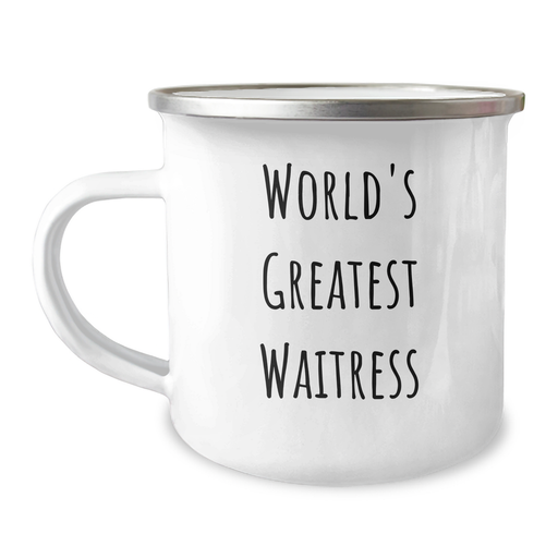 World's Greatest Waitress Funny Gifts from Men to Coworkers, Unique Camping Mug for Waitress on Father's Day - Image 1