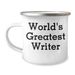 Writer Gifts from Friends, World's Greatest Writer Funny Quote Camping Mug for Dad on Father's Day, Unique Gifts for Him - Image 1