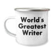 Funny World's Greatest Writer Gifts for Men, Camping Mug with Inspirational Quote, Father's Day Unique Gifts from Family - Image 1