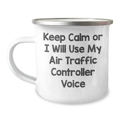 Funny Air Traffic Controller Gifts from Men - Keep Calm Or I Will Use My Air Traffic Controller Voice Inspired Camping Mug for Air Traffic Controller Dad on Father's Day Unique Gifts - Image 1